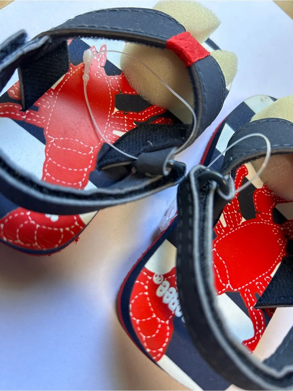 NWOT Gymboree Lobster Red, Navy & White Striped Toddler Sandals Flip Flops Sz 5